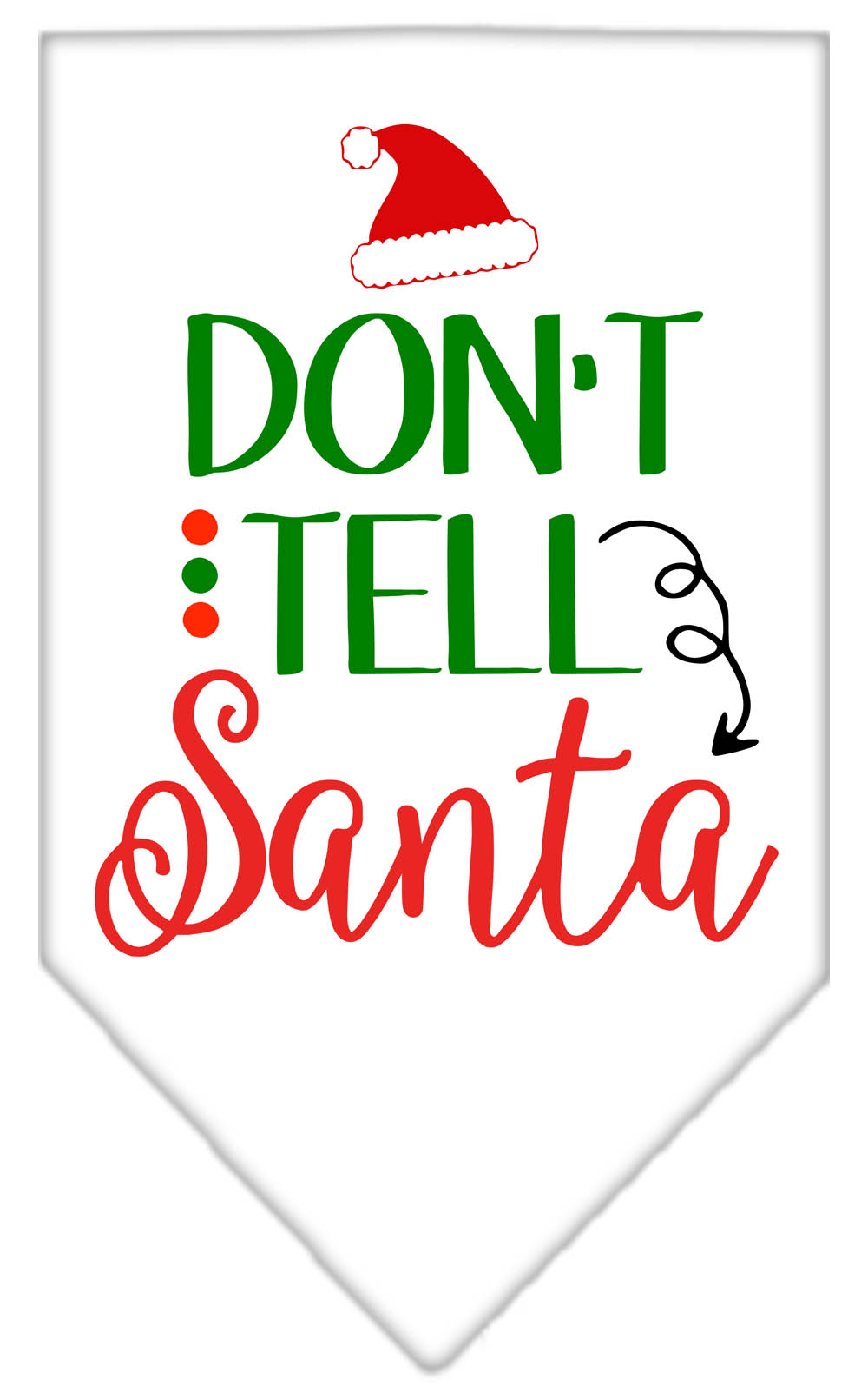 Don't Tell Santa Screen Print Bandana White Small